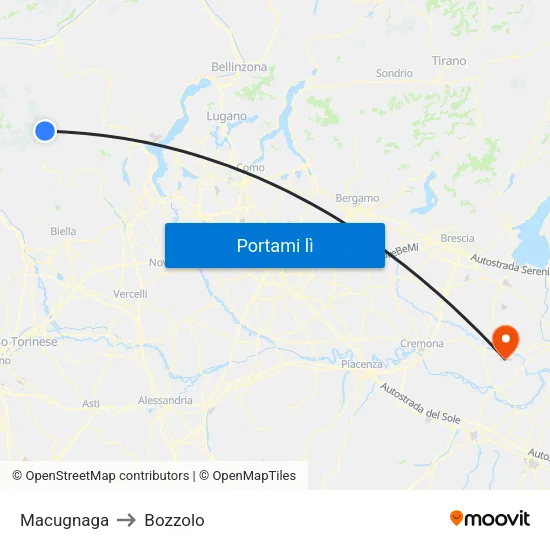 Macugnaga to Bozzolo map