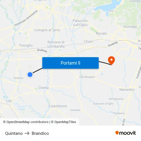 Quintano to Brandico map