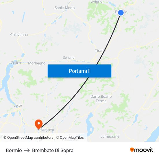 Bormio to Brembate Di Sopra map