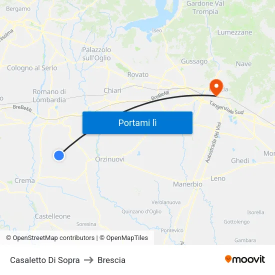Casaletto Di Sopra to Brescia map
