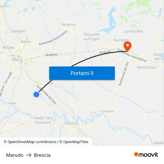 Marudo to Brescia map