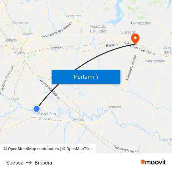 Spessa to Brescia map