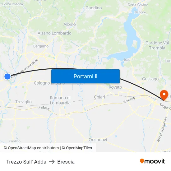 Trezzo Sull' Adda to Brescia map