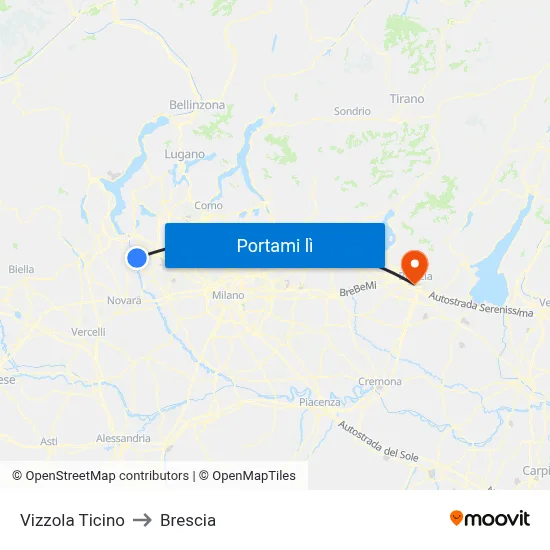 Vizzola Ticino to Brescia map