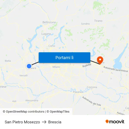 San Pietro Mosezzo to Brescia map
