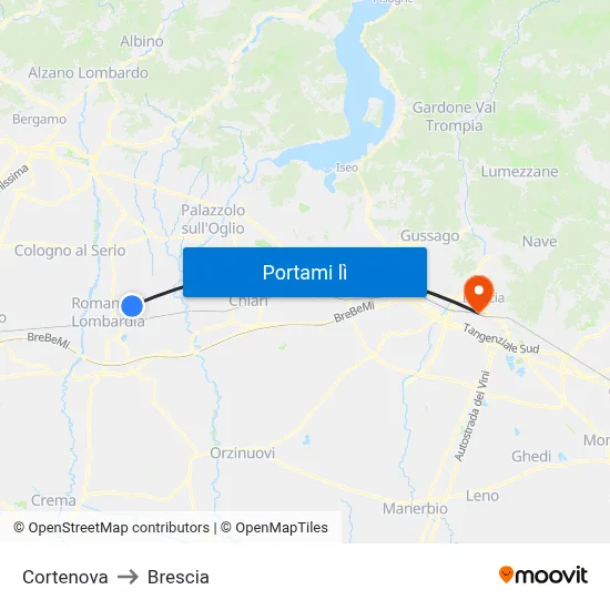 Cortenova to Brescia map