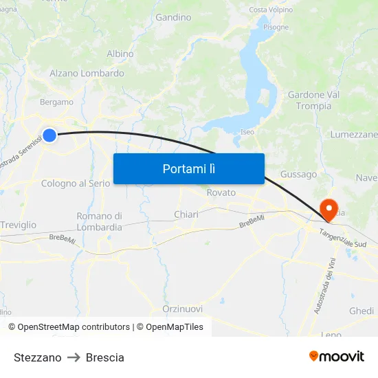 Stezzano to Brescia map