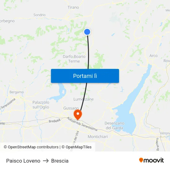 Paisco Loveno to Brescia map