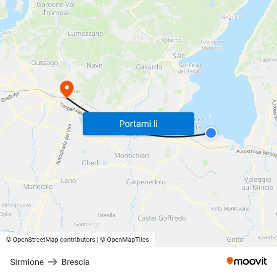 Sirmione to Brescia map