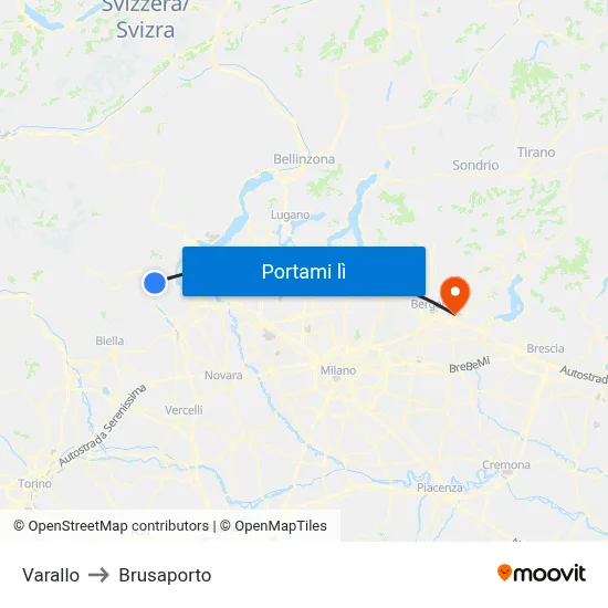 Varallo to Brusaporto map