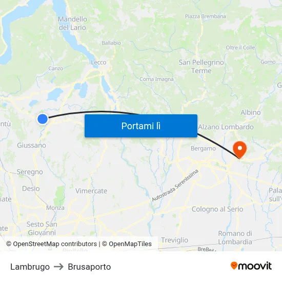 Lambrugo to Brusaporto map