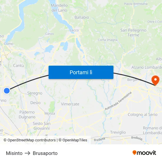 Misinto to Brusaporto map