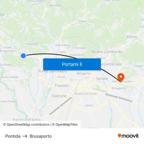 Pontida to Brusaporto map