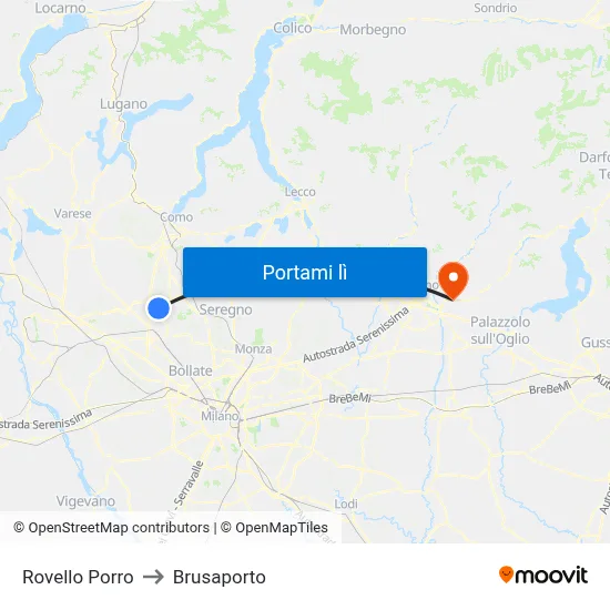 Rovello Porro to Brusaporto map