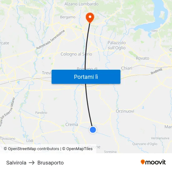 Salvirola to Brusaporto map