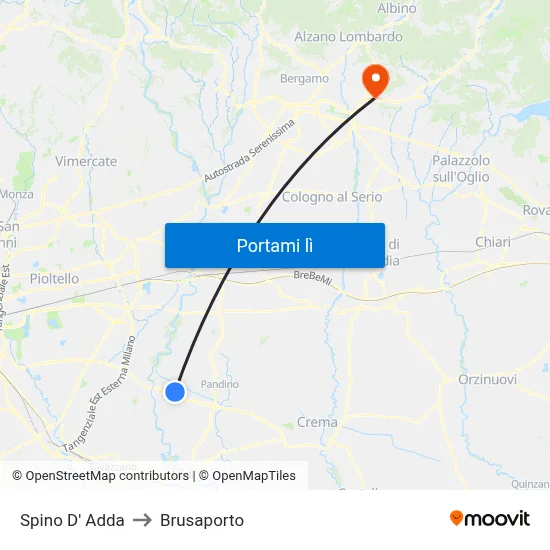 Spino D' Adda to Brusaporto map