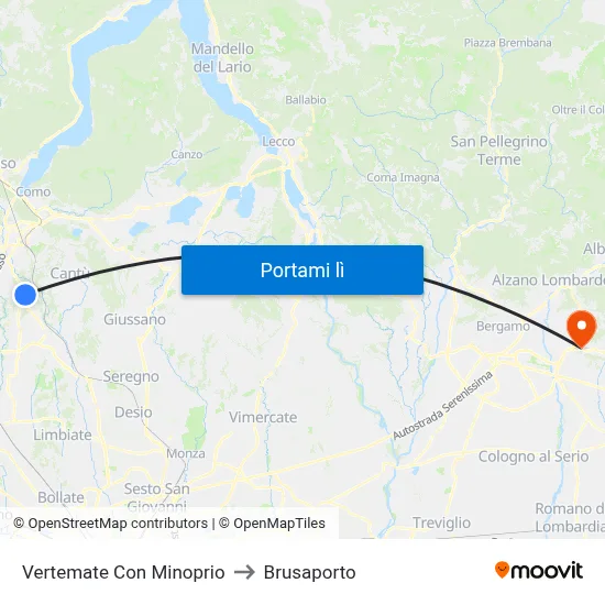 Vertemate Con Minoprio to Brusaporto map