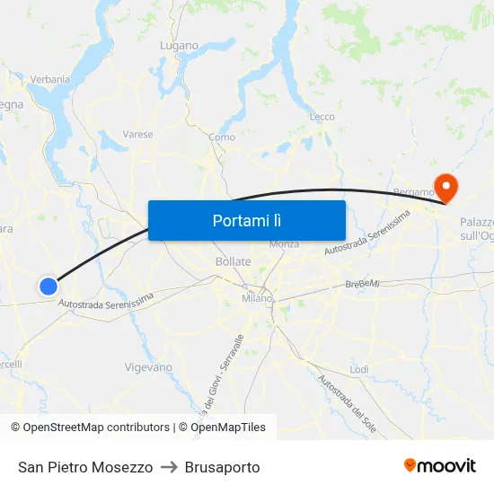 San Pietro Mosezzo to Brusaporto map