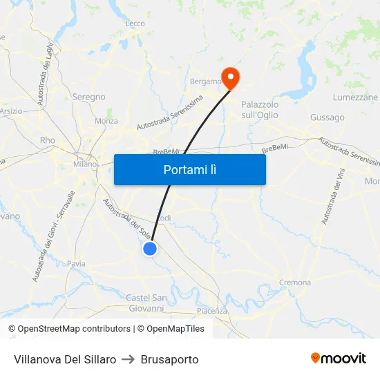 Villanova Del Sillaro to Brusaporto map