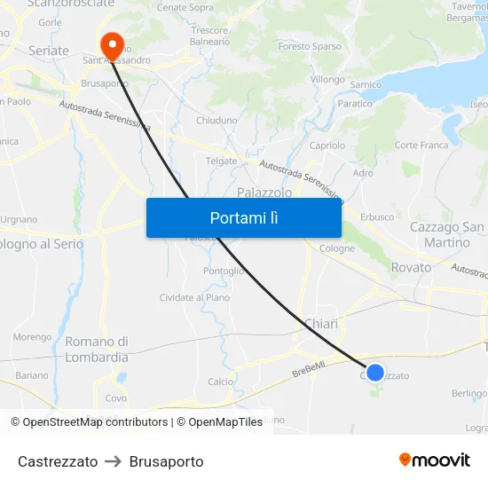 Castrezzato to Brusaporto map
