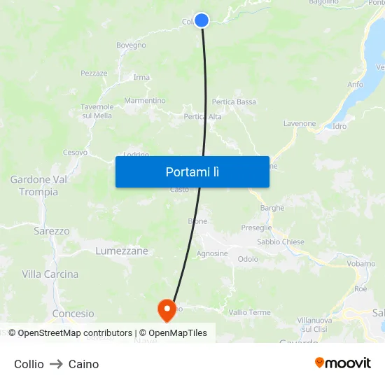 Collio to Caino map