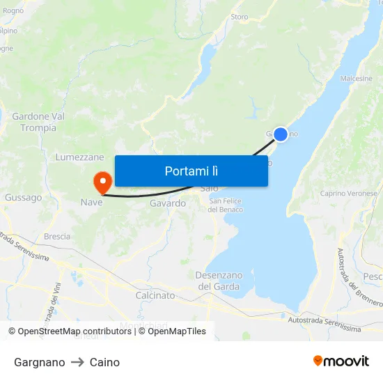 Gargnano to Caino map