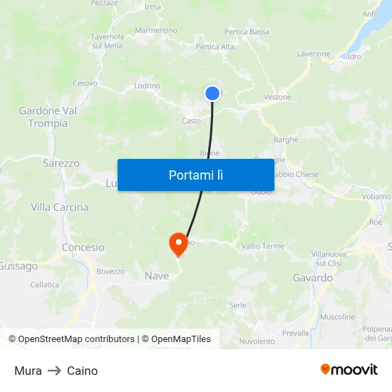 Mura to Caino map