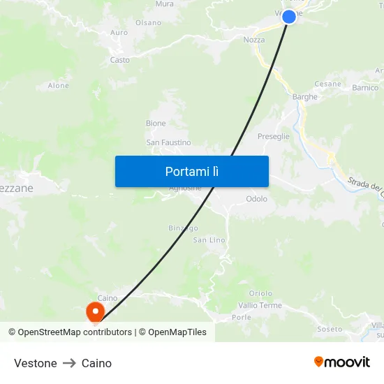 Vestone to Caino map