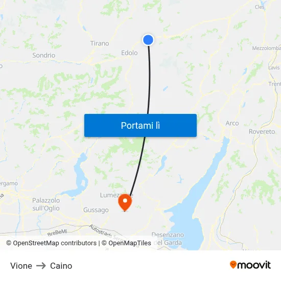 Vione to Caino map