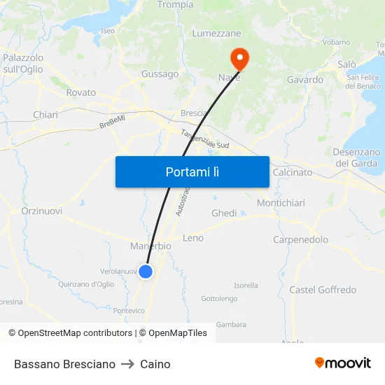 Bassano Bresciano to Caino map
