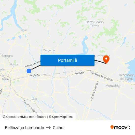 Bellinzago Lombardo to Caino map