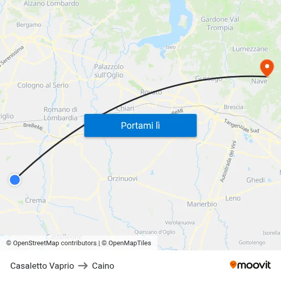 Casaletto Vaprio to Caino map