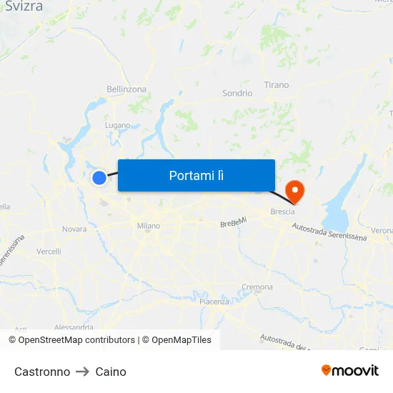 Castronno to Caino map