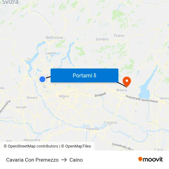 Cavaria Con Premezzo to Caino map