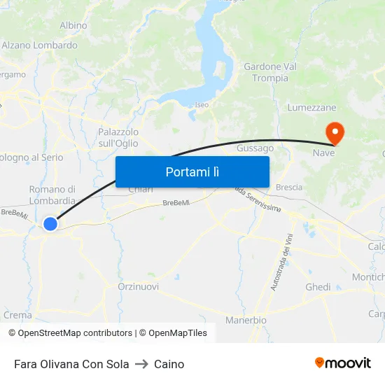 Fara Olivana Con Sola to Caino map