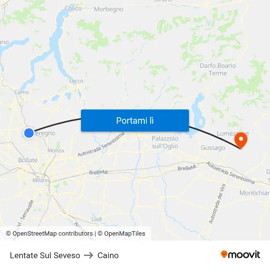 Lentate Sul Seveso to Caino map