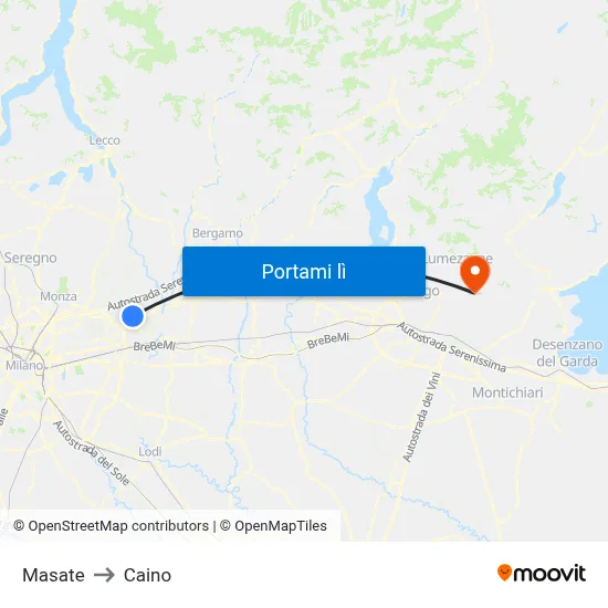 Masate to Caino map