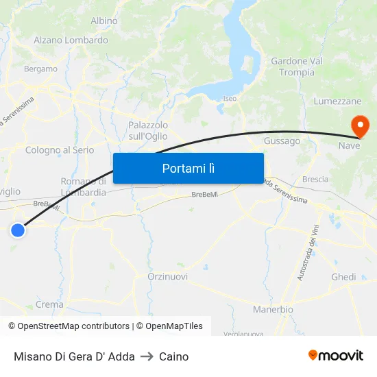 Misano Di Gera D' Adda to Caino map