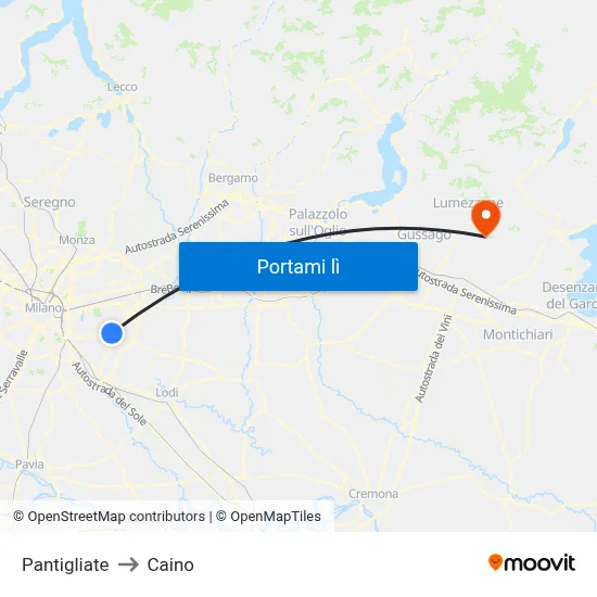 Pantigliate to Caino map