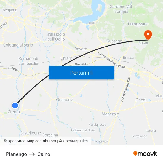 Pianengo to Caino map