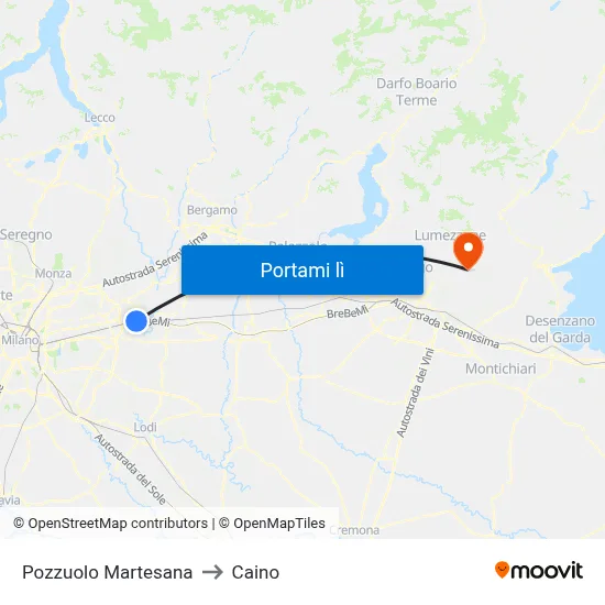 Pozzuolo Martesana to Caino map