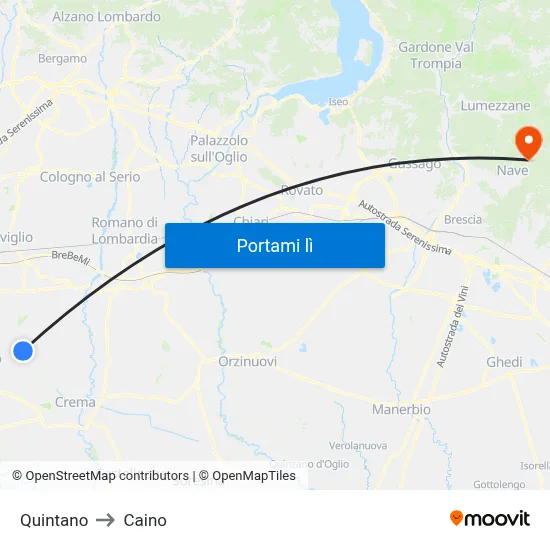 Quintano to Caino map