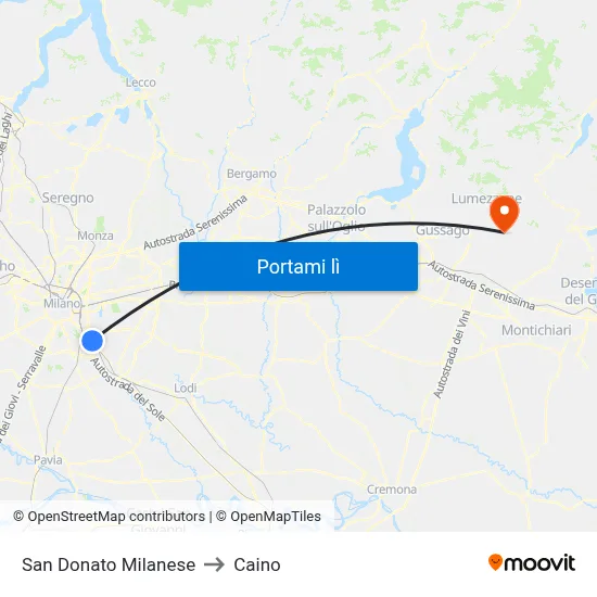 San Donato Milanese to Caino map