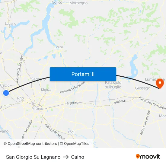 San Giorgio Su Legnano to Caino map