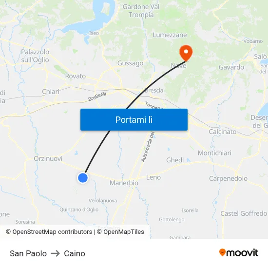 San Paolo to Caino map