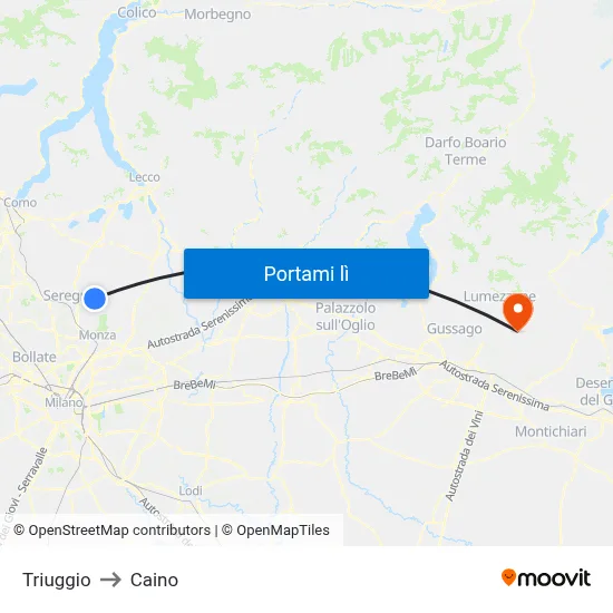 Triuggio to Caino map