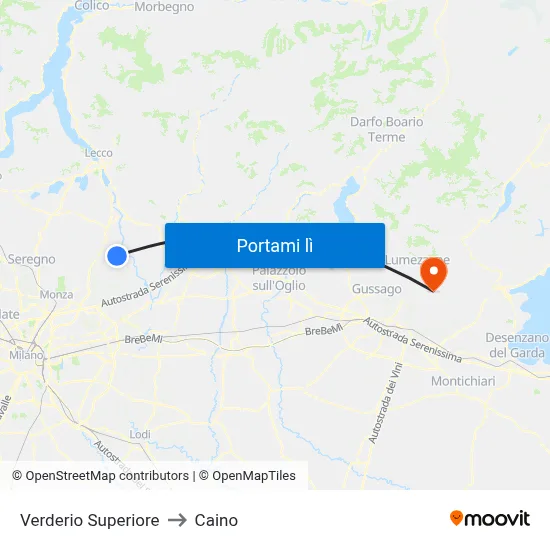 Verderio Superiore to Caino map