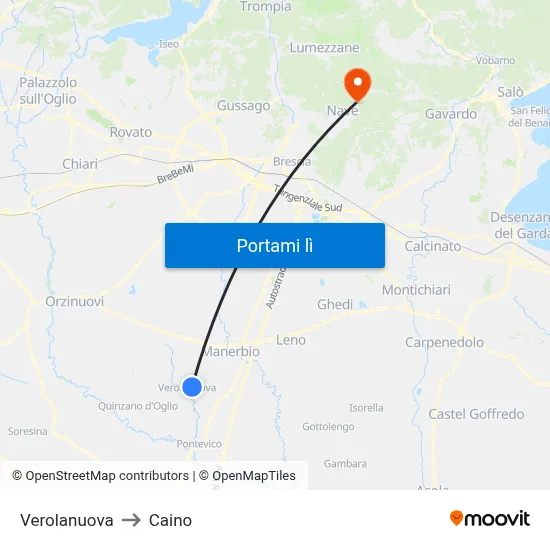 Verolanuova to Caino map