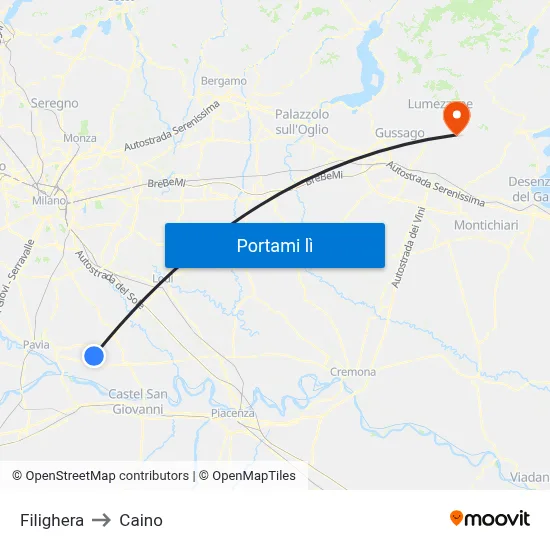 Filighera to Caino map