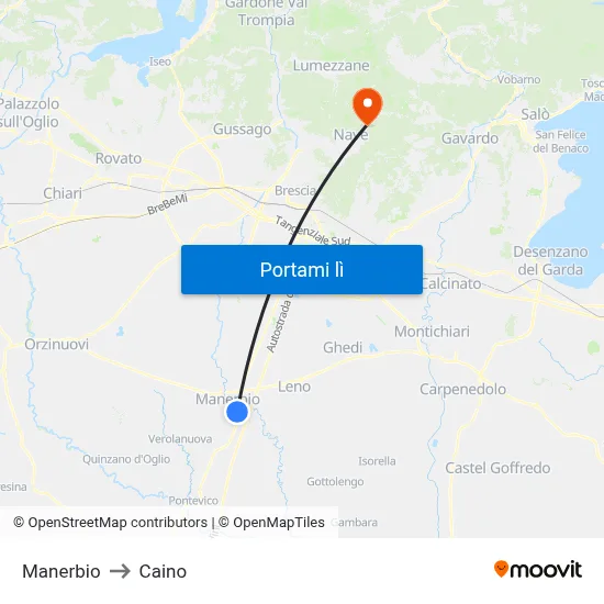 Manerbio to Caino map
